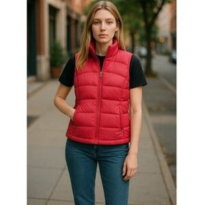 L.L. Bean Pink 80% Goose Down Puffer Vest Sleeveles Women's Size Medium